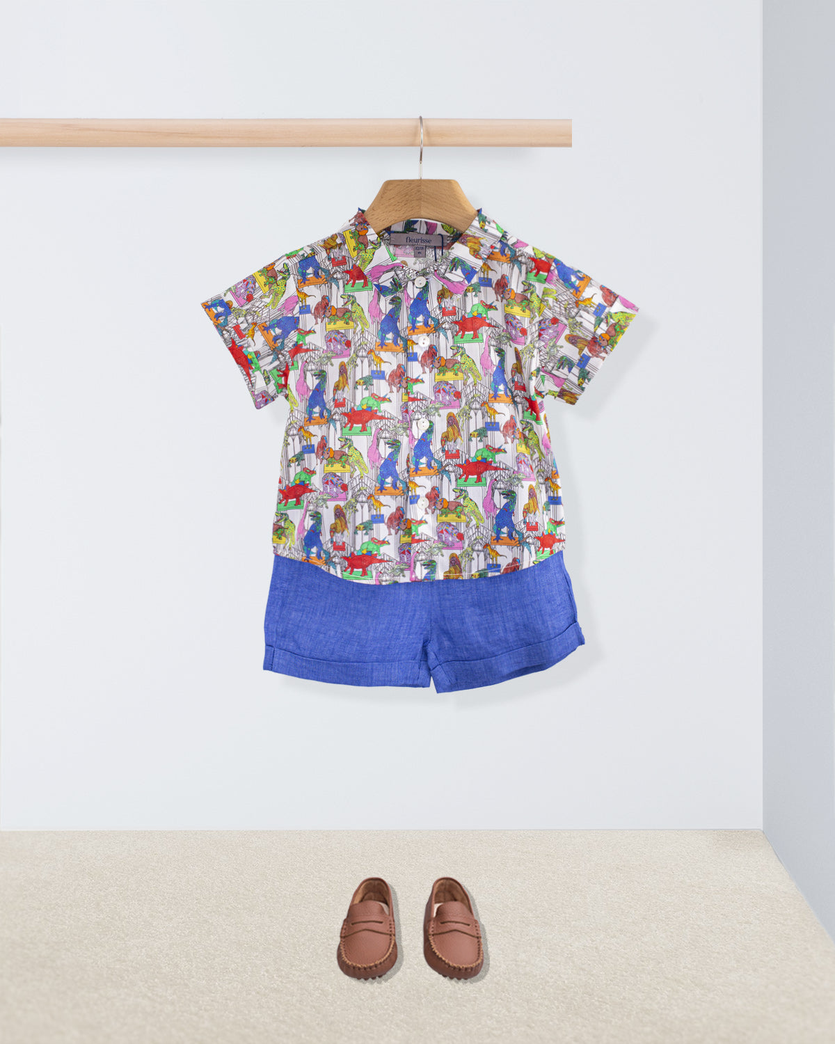 Henry Liberty Colorful Dinosaurs Shirt Outfit